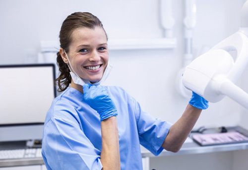 Dental hygienist smiles
