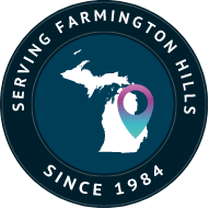 Michigan seal that reads Serving Farmington Hills Since 1984